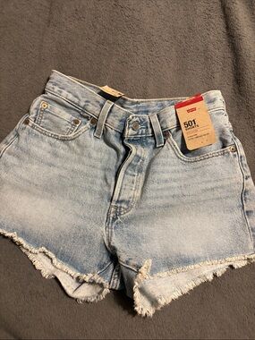 Levi's Light Blue High-Rise Denim Shorts